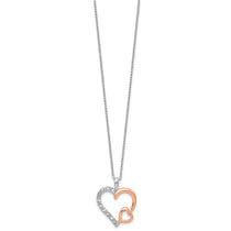 Sterling Silver Rose Gold-Tone Cubic Zirconia Rose Gold Heart Necklace - Hypoallergenic Sterling Silver Heart Necklaces for Women - Size 18  - view 2