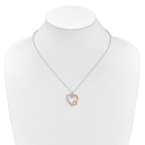 Sterling Silver Rose Gold-Tone Cubic Zirconia Rose Gold Heart Necklace - Hypoallergenic Sterling Silver Heart Necklaces for Women - Size 18  - view 3