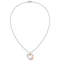Sterling Silver Rose Gold-Tone Cubic Zirconia Rose Gold Heart Necklace - Hypoallergenic Sterling Silver Heart Necklaces for Women - Size 18  - view 4