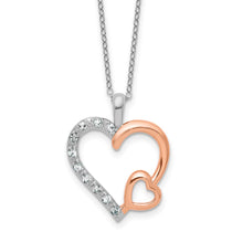 Sterling Silver Rose Gold-Tone Cubic Zirconia Rose Gold Heart Necklace - Hypoallergenic Sterling Silver Heart Necklaces for Women - Size 18 Inch - Ros