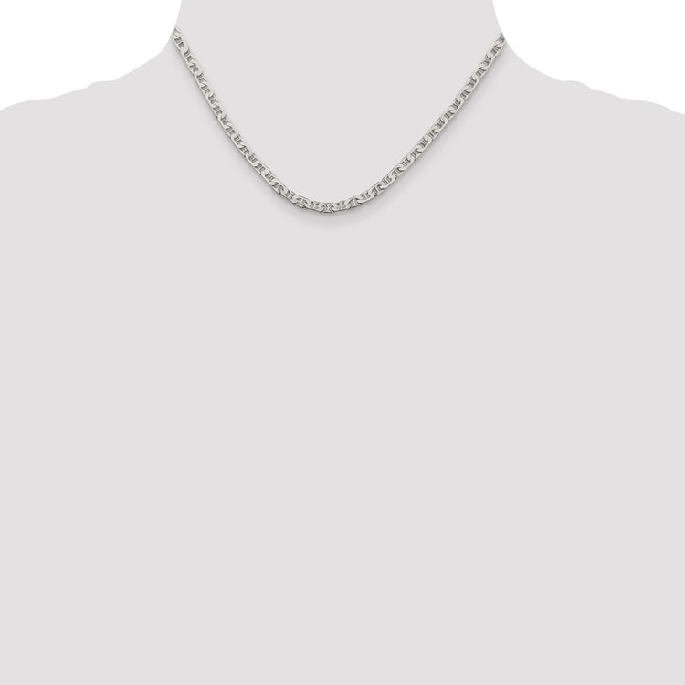 Sterling Silver 3.75MM Flat Anchor Chain Necklace Womens 16-24 Inch