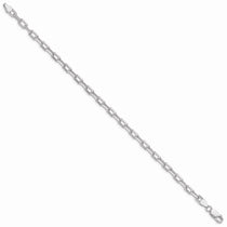 Amore La Vita Sterling Silver Rhodium-plated Polished 4.3mm Diamond-cut 7 inch Open Link Cable with Lobster Clasp Charm 