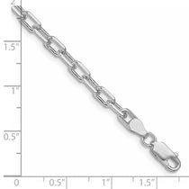 Amore La Vita Sterling Silver Rhodium-plated Polished 4.3mm Diamond-cut 7 inch Open Link Cable with Lobster Clasp Charm 