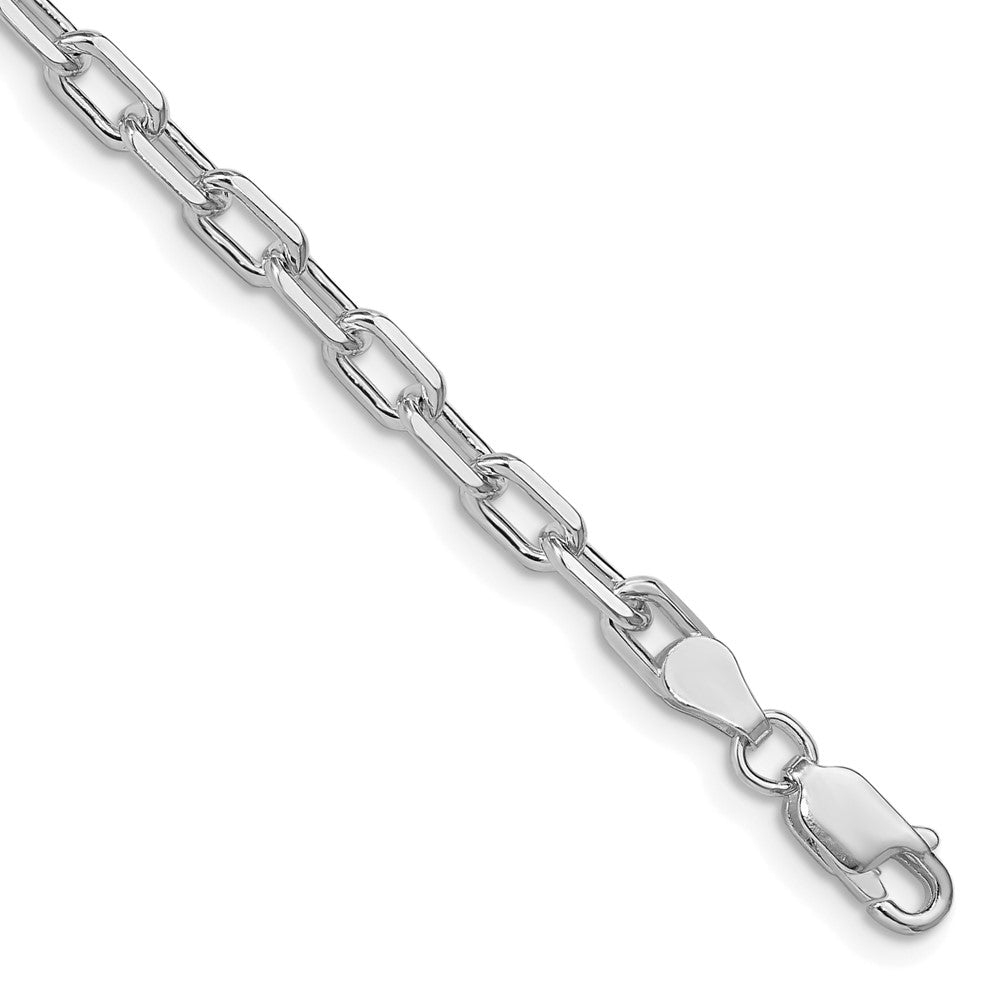 Amore La Vita Sterling Silver Rhodium-plated Polished 4.3mm Diamond-cut 7 inch Open Link Cable with Lobster Clasp Charm 