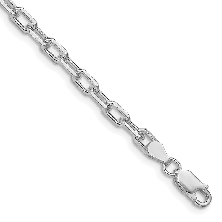 Amore La Vita Sterling Silver Rhodium-plated Polished 4.3mm Diamond-cut 7 inch Open Link Cable with Lobster Clasp Charm 