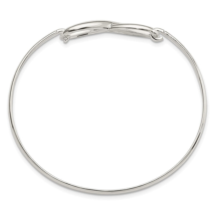 Sterling Silver Infinity W/feather Bangle Bracelet