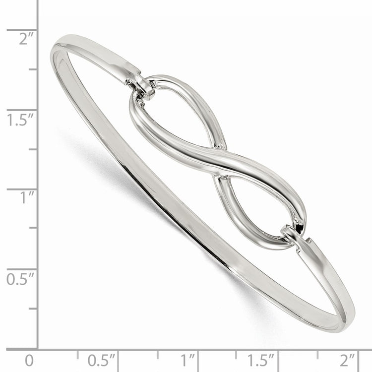 Sterling Silver Infinity W/feather Bangle Bracelet