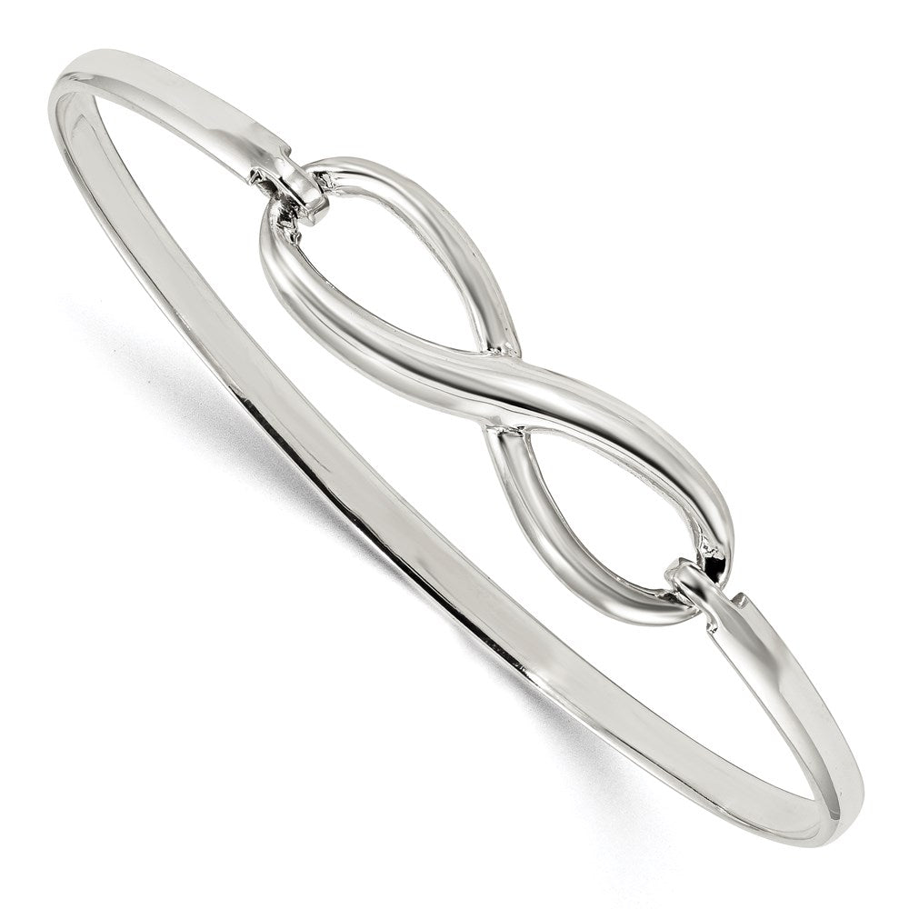 Sterling Silver Infinity w/Feather Bangle Bracelet