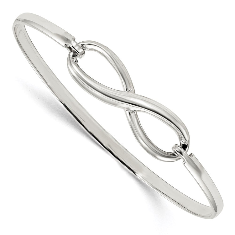 Sterling Silver Infinity w/Feather Bangle Bracelet