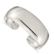 Sterling Silver Solid Polished Plain Cuff Bangle Bracelet