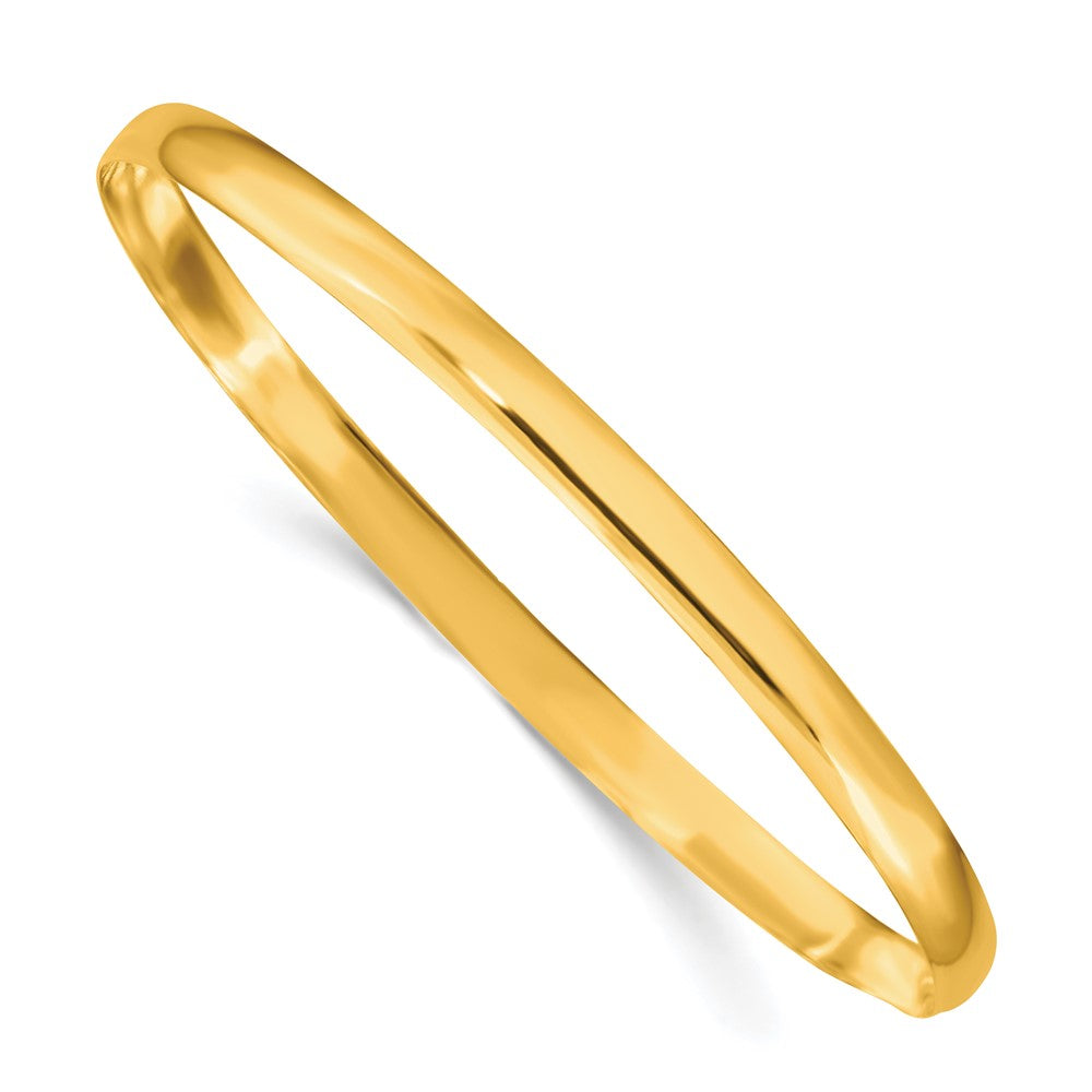 Sterling Silver Gold-Tone 4mm Solid Polished Plain Slip-On Bangle Bracelet - Hypoallergenic Sterling Silver Bangles for Women - Classic Stackable Ever