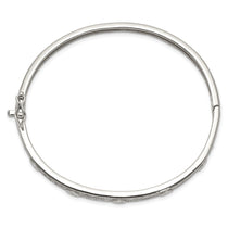 Sterling Silver Rhodium-plated CZ Hinged Bangle