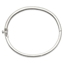 Sterling Silver Rhodium-plated Clear CZ Oval Hinged Bangle Bracelet