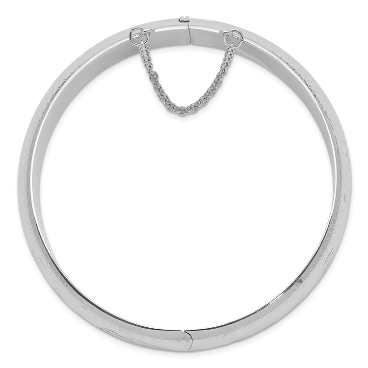 Sterling Silver Rhodium-Plated D/C 10.25mm Hinged Bangle Bracelet