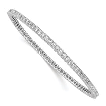 Sterling Shimmer Sterling Silver Rhodium-plated 83 Stone CZ Bangle Bracelet