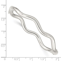 Sterling Silver Polished Wavy Hinged Bangle