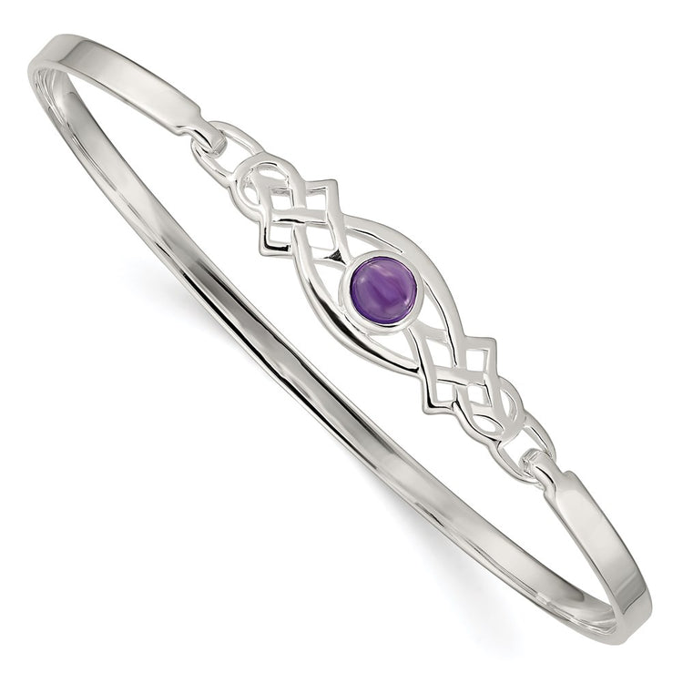 Sterling Silver 26mm Oval Locket Bangle 7 Inch