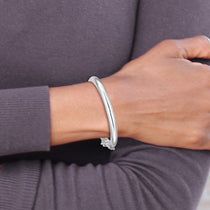 Sterling Silver RH-plated Polished 5mm w/ Safety Hinged Children's Bangle