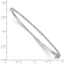Sterling Shimmer Sterling Silver Rhodium-plated 62 Stone CZ Hinged Bangle Bracelet