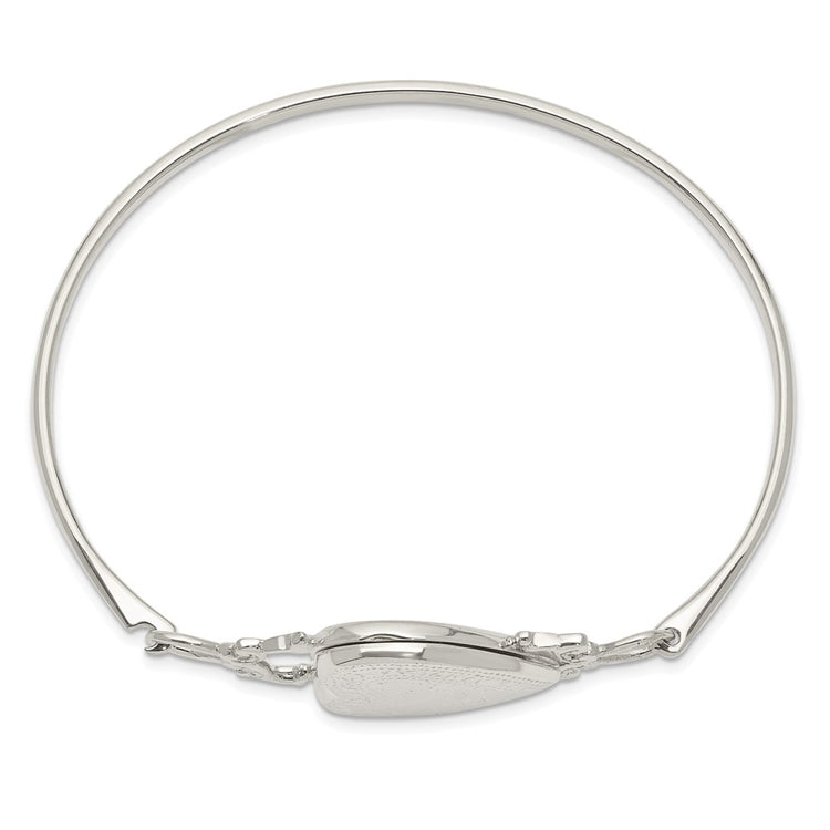 Sterling Silver 22mm Heart Locket Flexible Bangle Bracelet