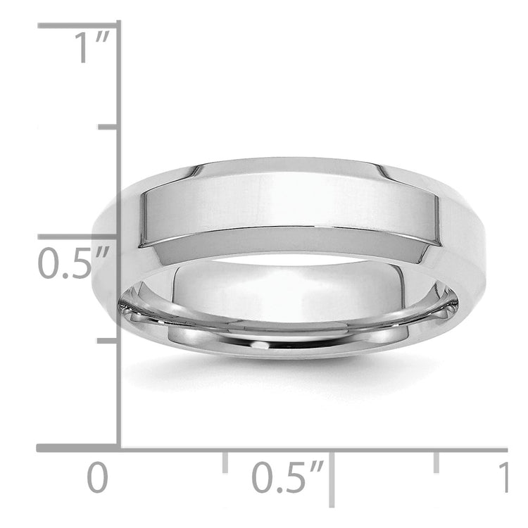 Sterling Silver Rhodium-plated 6mm Bevel Edge