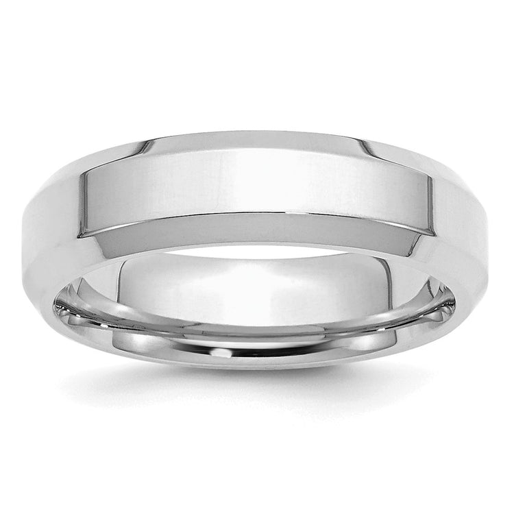 Sterling Silver Rhodium-plated 6mm Bevel Edge