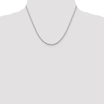 Sterling Silver Rhodium-plated 1.7mm 8 Sided w/2in ext. Mirror Box Chain