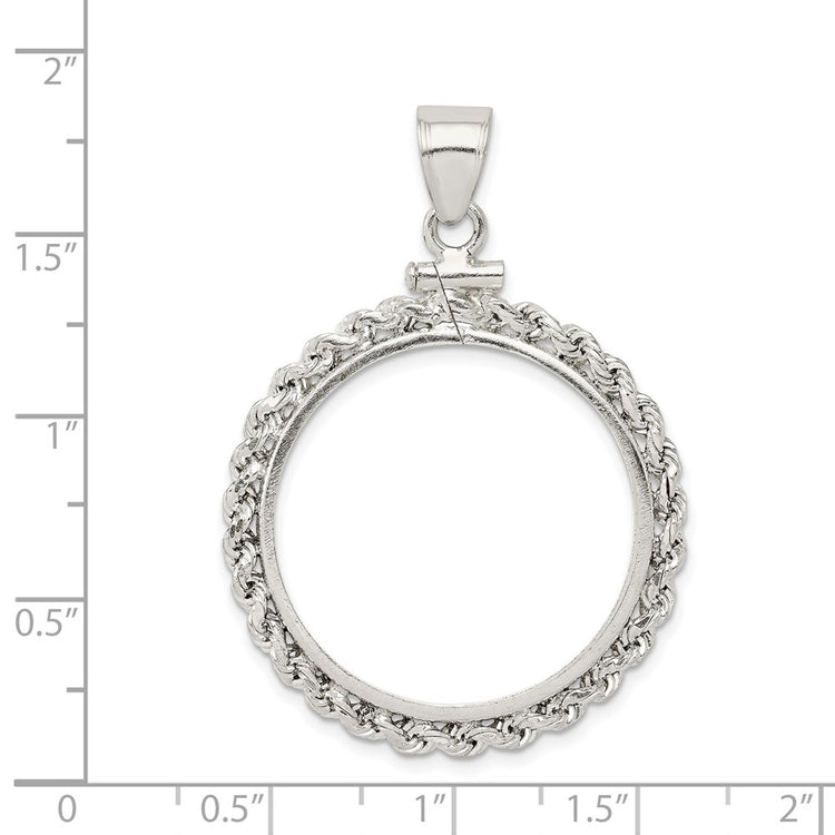 Wideband Distinguished Coin Jewelry Sterling Silver Polished Rope 26.4 x 1.8mm Susan B. Anthony Screw Top Coin Bezel Pen