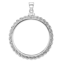 Wideband Distinguished Coin Jewelry Sterling Silver Polished Rope 39.4 x 3.1mm 1 oz. Screw Top Coin Bezel Pendant