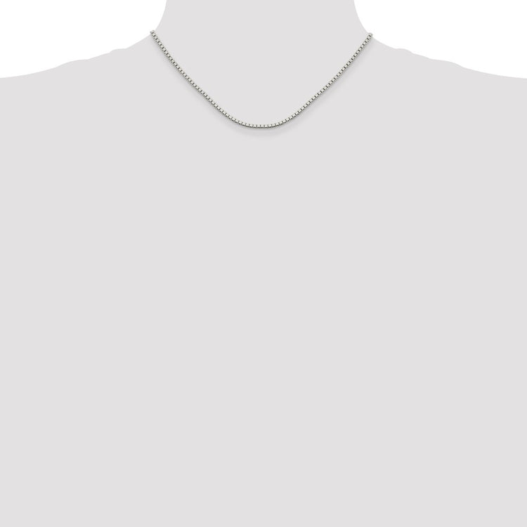 Sterling Silver 1.9MM Box Chain Necklace Womens 16-24 Inch