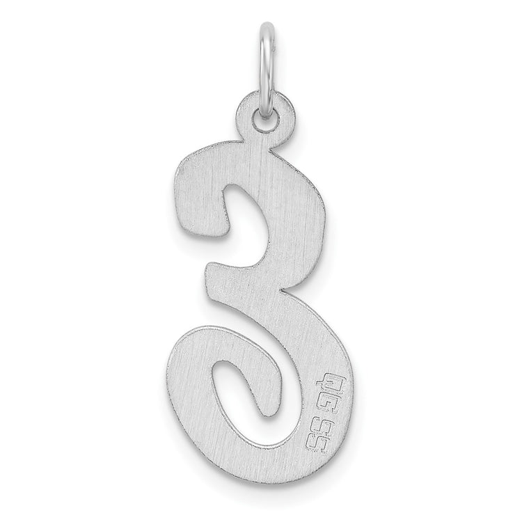 Sterling Silver Large Script Letter E Initial Pendant Necklace - view 3
