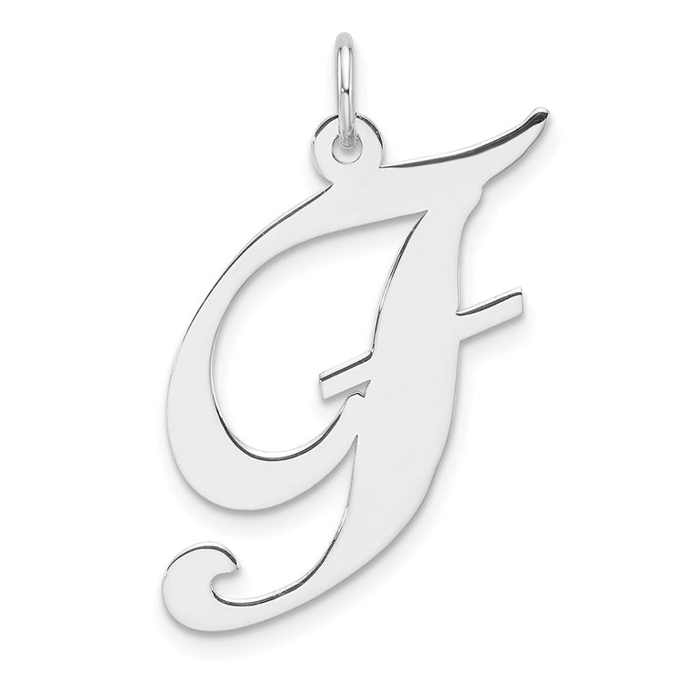Sterling Silver Large Script Letter F Initial Pendant Necklace - Hypoallergenic Sterling Silver Pendant Necklaces for Women - Personalized Dainty Laye