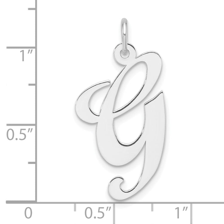 Sterling Silver Large Script Letter G Initial Pendant Necklace - view 4