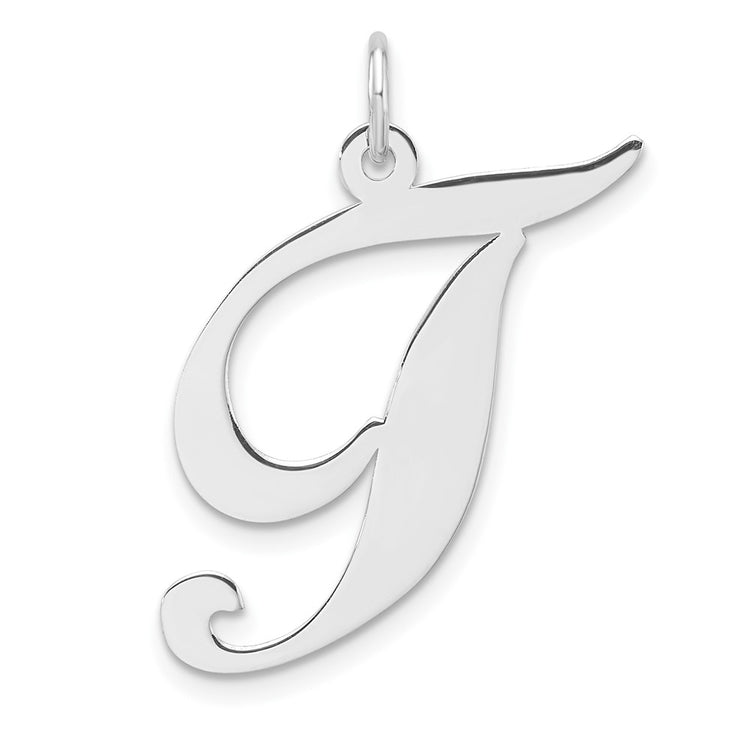 Sterling Silver Large Script Letter T Initial Pendant Necklace - Hypoallergenic Sterling Silver Pendant Necklaces for Women - Personalized Dainty Laye
