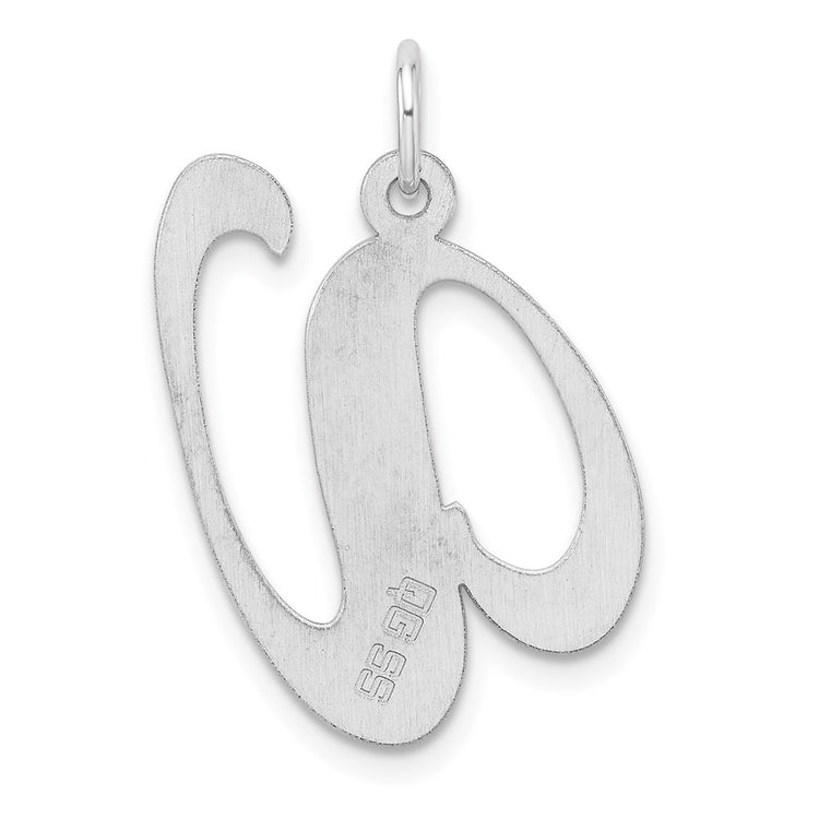 Sterling Silver Large Script Letter V Initial Pendant Necklace - view 3
