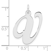 Sterling Silver Large Script Letter V Initial Pendant Necklace - view 4