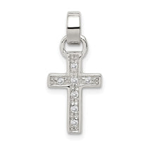 Sterling Silver Rhodium-plated CZ Cross Charm