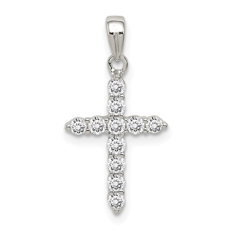 Sterling Silver Rhodium-Plated 14MM CZ Cross Charm Bracelet Womens