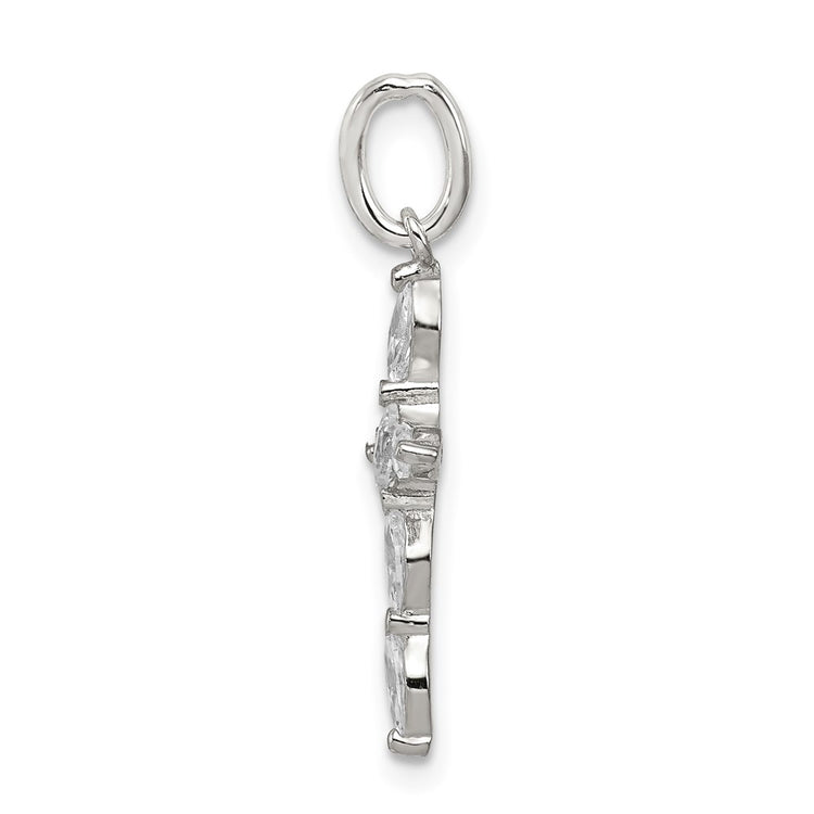 Sterling Silver Rhodium-plated CZ Cross Charm
