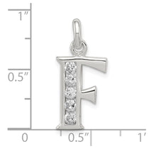 Sterling Silver White CZ Letter F Initial Pendant