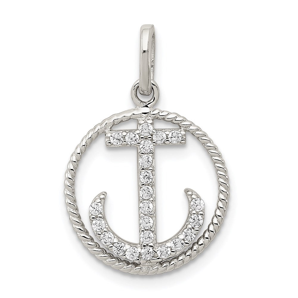 Sterling Silver Platinum-plated Polished Vibrant CZ Star of David Pendant