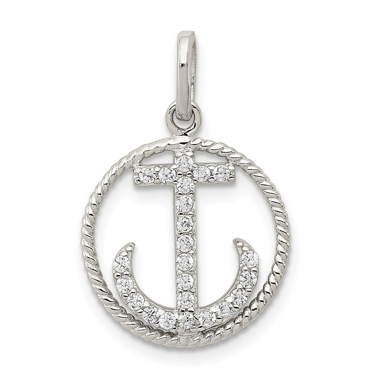 Sterling Silver Platinum-plated Polished Vibrant CZ Star of David Pendant