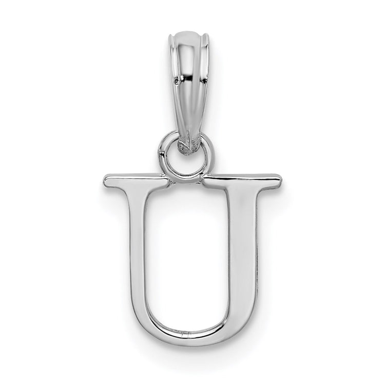 Sterling Silver Block Letter U Initial Pendant Necklace - view 3
