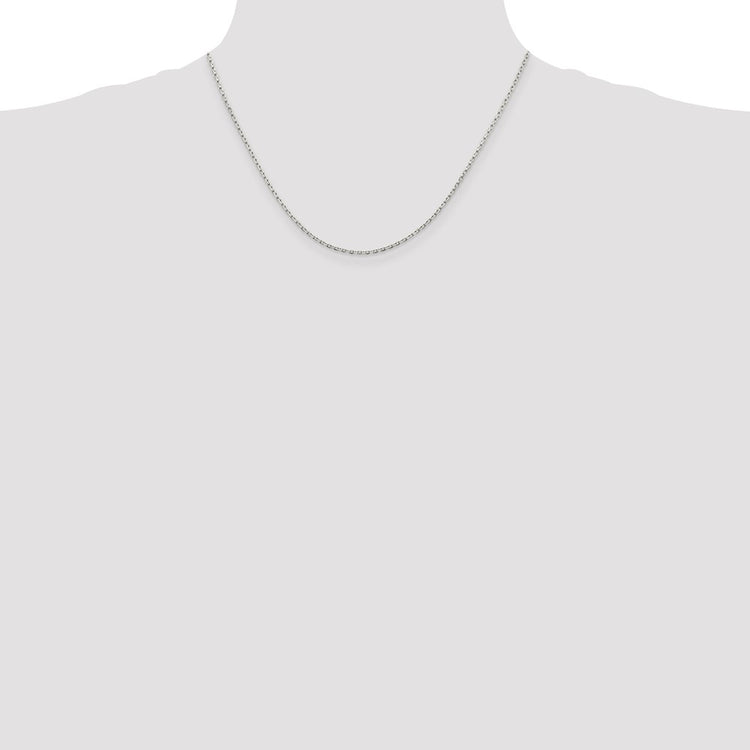 Sterling Silver 1.5MM Beveled Oval Cable Chain Necklace Womens 18-24 Inch