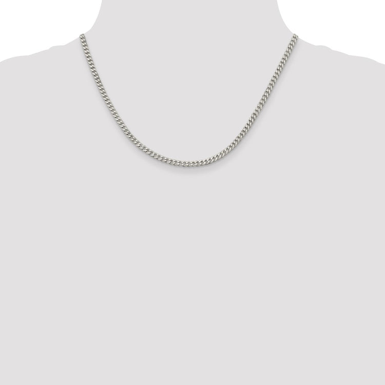 Sterling Silver 3.5MM Curb Chain Necklace Womens 18-20 Inch
