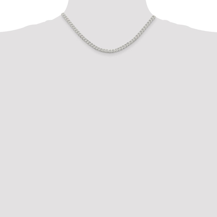 Sterling Silver 4.5MM Curb Chain Necklace Womens 16-24 Inch