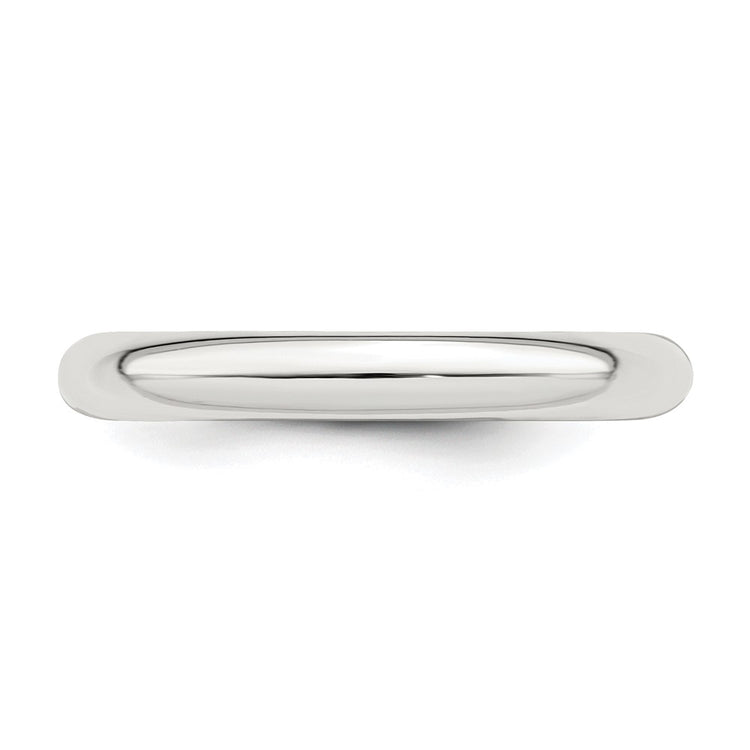 Sterling Silver Rhodium-plated 3mm Comfort Fit