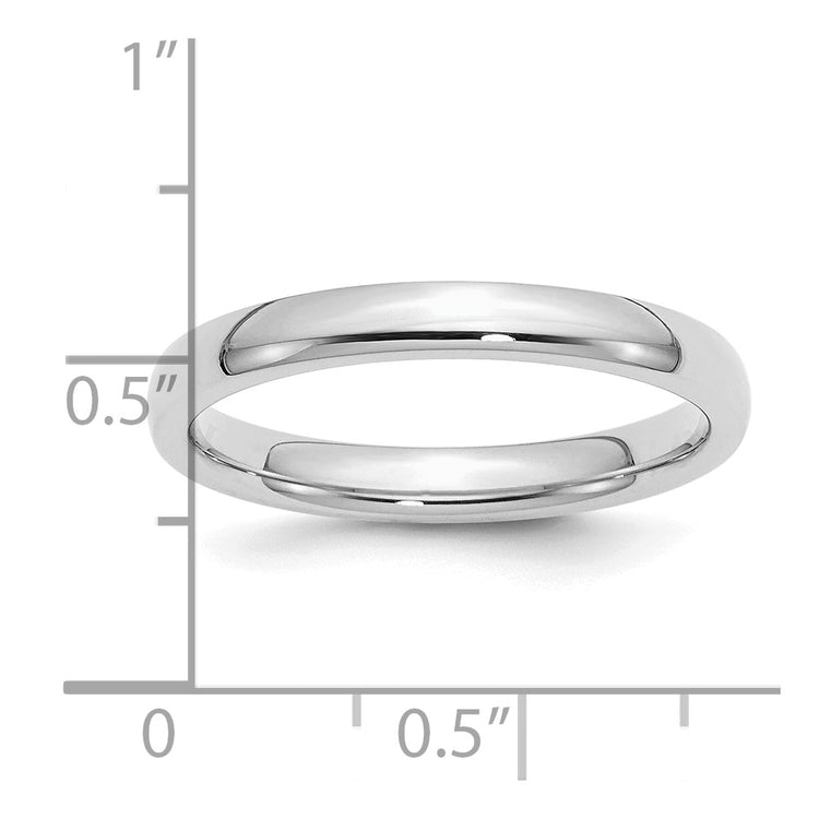 Sterling Silver Rhodium-plated 3mm Comfort Fit