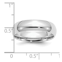 Sterling Silver Rhodium-plated 6mm Comfort Fit