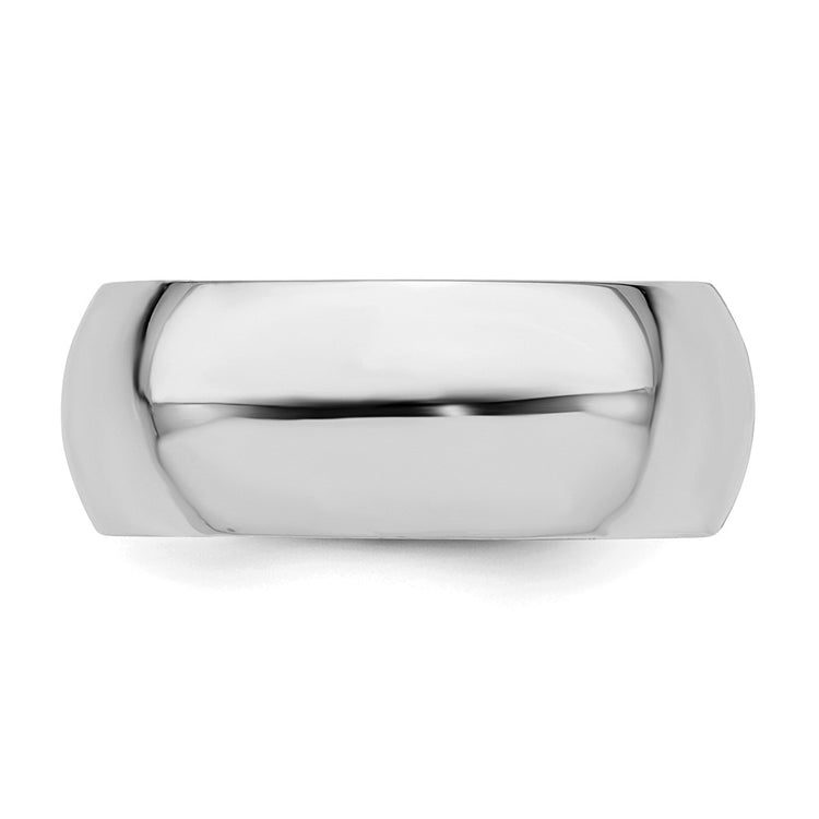 Sterling Silver Rhodium-plated 8mm Comfort Fit